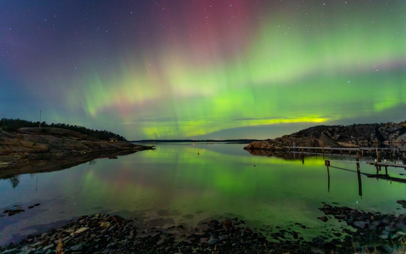 Kvällen den 27 februari vid Röra Strands hamn, Tjörn.