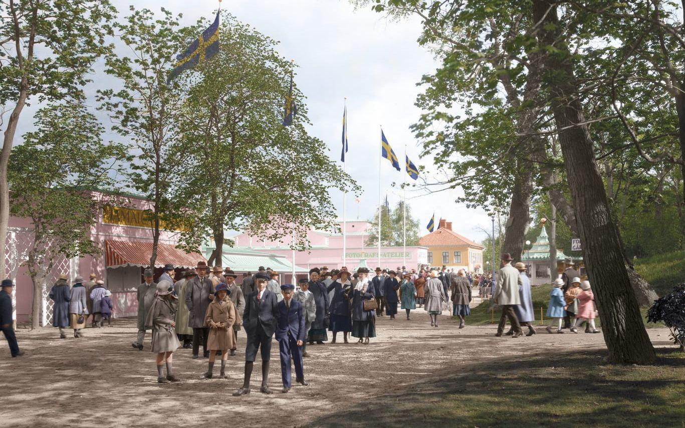 Kolorerad bild från invigningsåret 1923. 